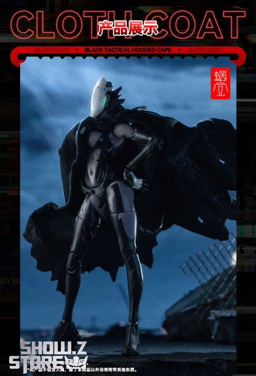 Snail Shell Black Tactical Hooded Cape For 1/10 & 1/12 Mecha Girl 10 Snail Shell Black Tactical Hooded Cape For 1/10 & 1/12 Mecha Girl - Image 8
